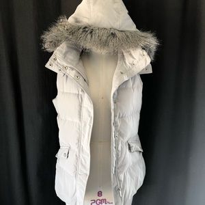 Talbots light grey down vest with hood
